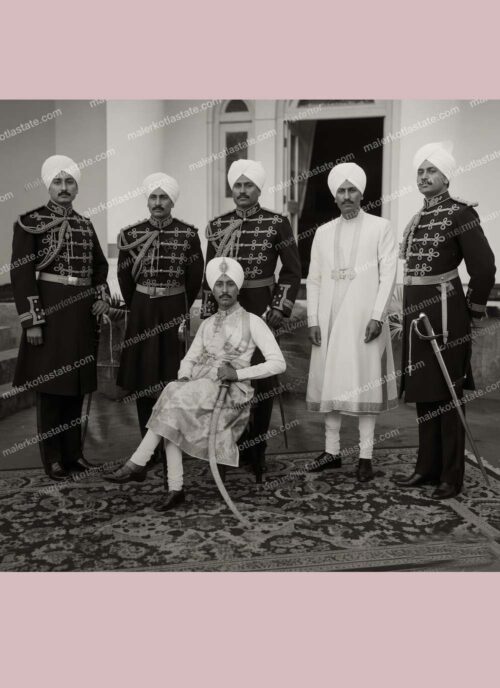 Nawab Ahmed Ali Khan with Malerkotla Army Officer and Family Relatives