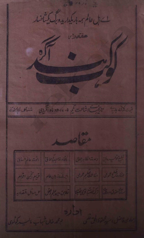 Kaukab-e-Hind (Agra) November 1925 [Markaz Meesaq Number] Editor: Mehar Muhammad Khan 'Shahab' Malerkotlavi