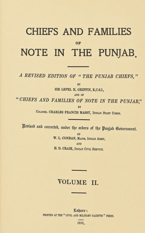 Chiefs and Families of Note in the Punjab-Vol-2 (Lepel H Griffin)